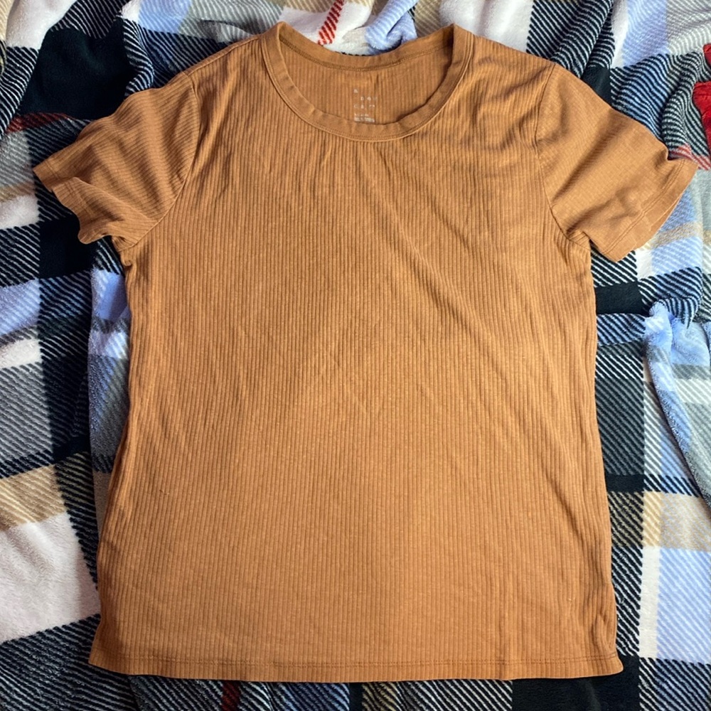 Brown Ribbed, Tight Fitting Tee